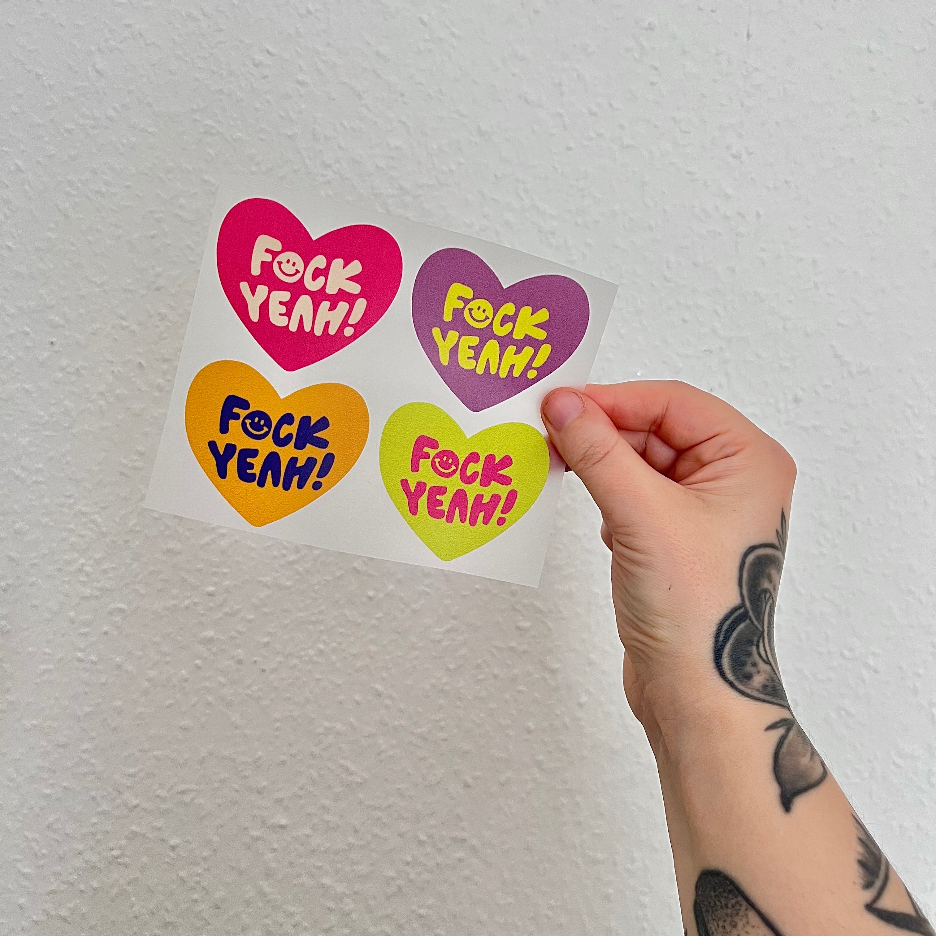 Bügelbild „F🙂ck yeah!“ Herz x 4 Farben