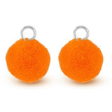 2 Mini Pompom Anhänger mit Öse x Neonorange