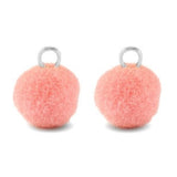 2 Mini Pompom Anhänger mit Öse x Rosa