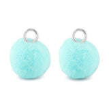 2 Mini Pompom Anhänger mit Öse x Hellblau