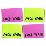 Set of 4 web labels “F*ck yeah!” MIX neon/black