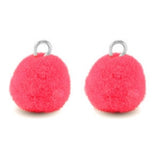 2 Mini Pompom Anhänger mit Öse x Neonpink