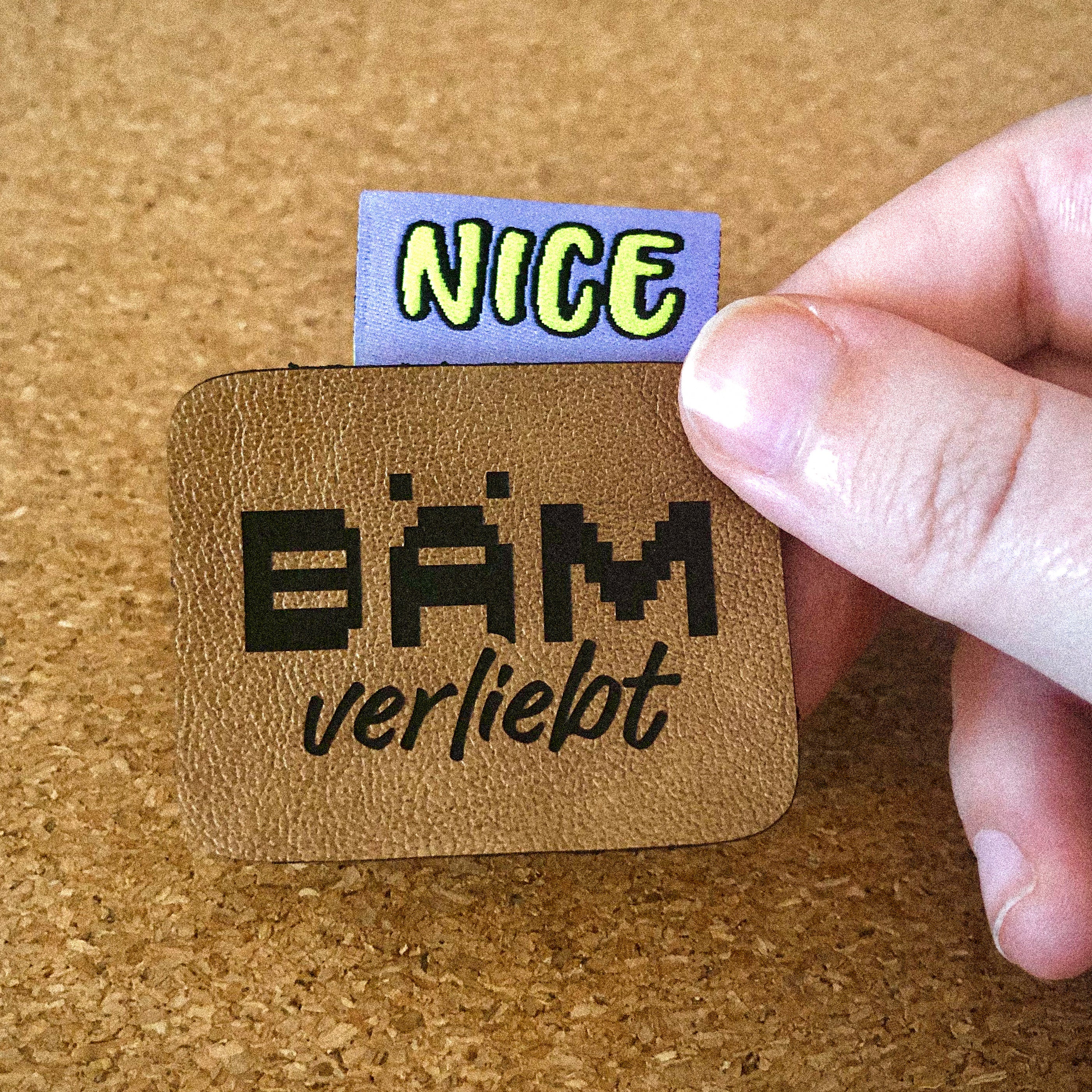 Kunstleder Label „Bäm verliebt“