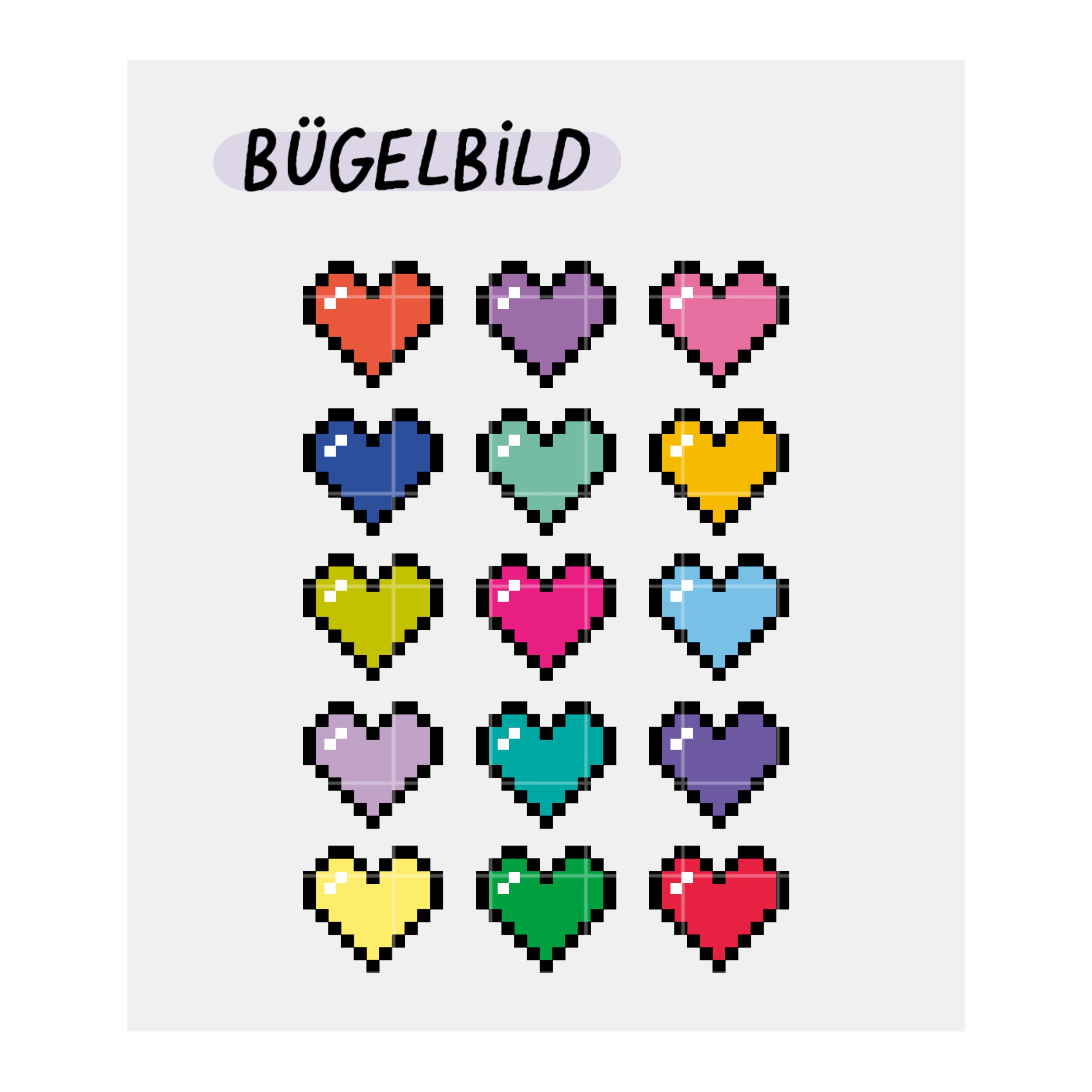 Iron-on image “8-bit hearts” color mix