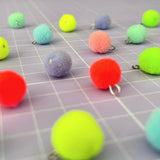 2 Mini Pompom Anhänger mit Öse x Neongrün