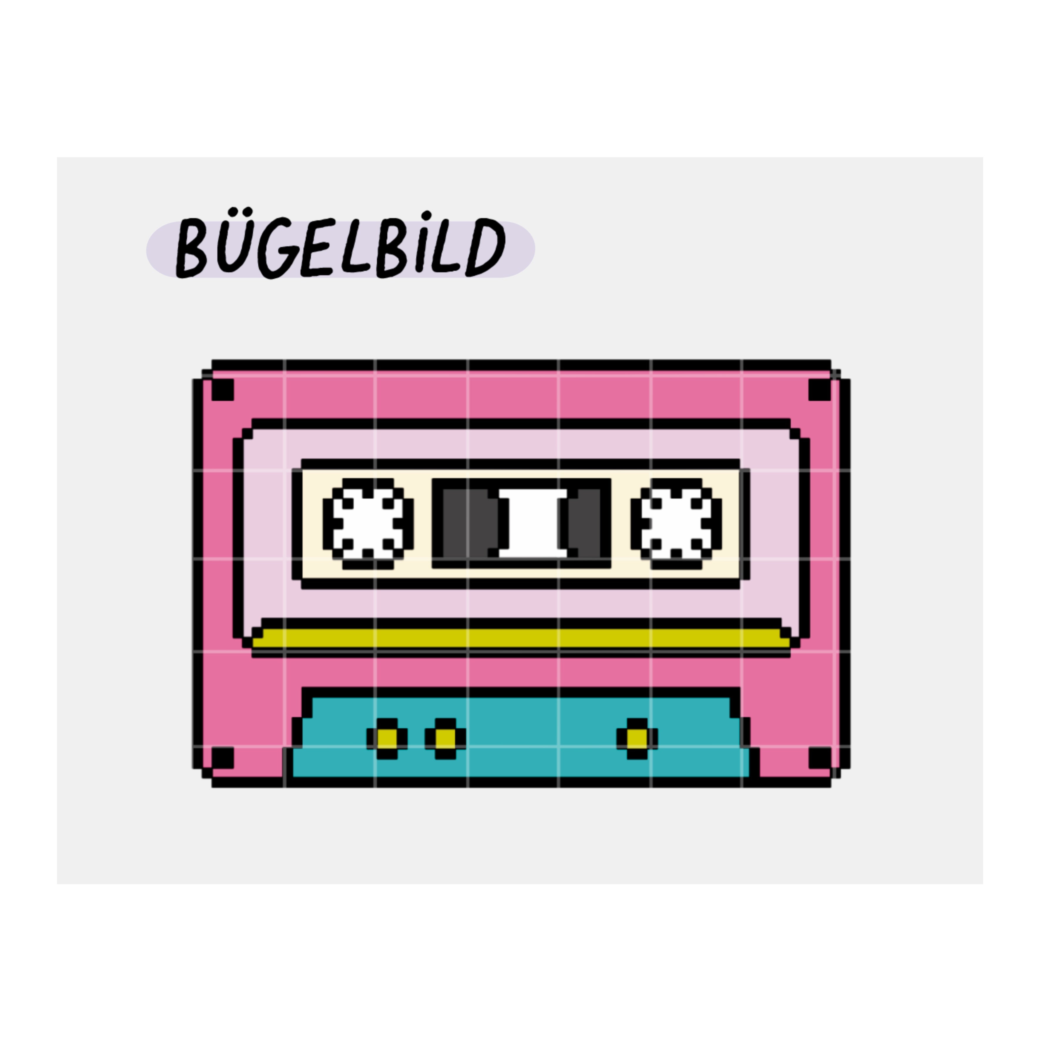 Iron-on patches “8-bit Mixtapes” in various colors