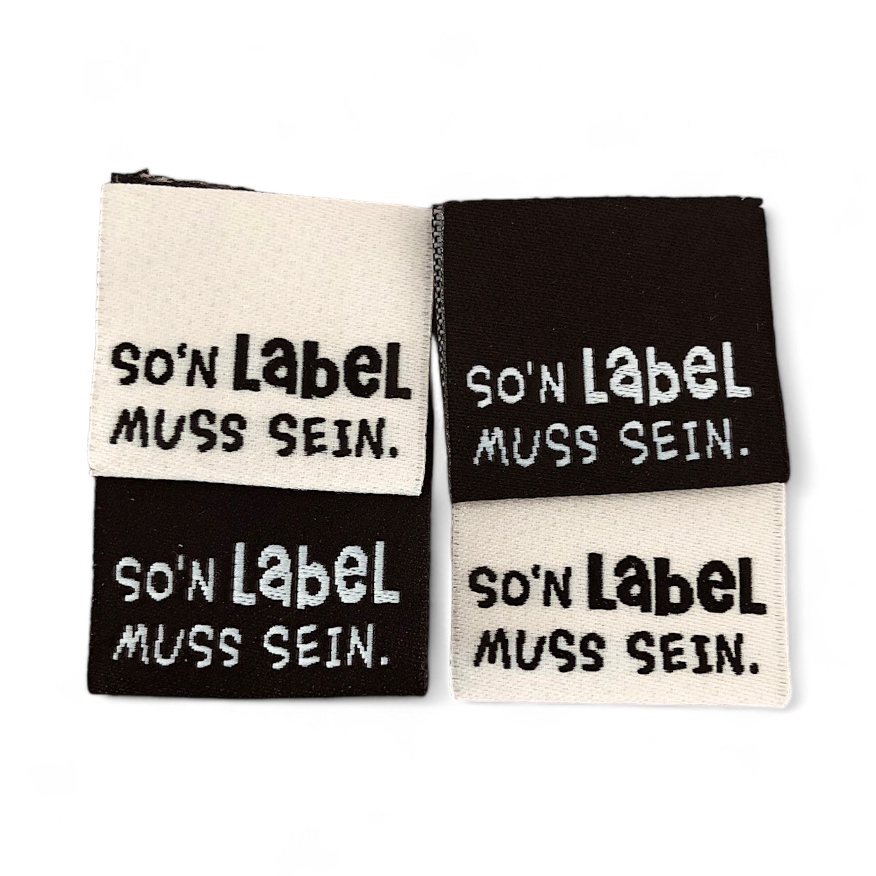 Set of 4 woven labels “such a label is a must” MIX cream/black