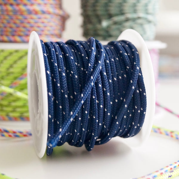 1 Meter Geflochtene Kordel x Ø2mm x Anthrazit/Weiß