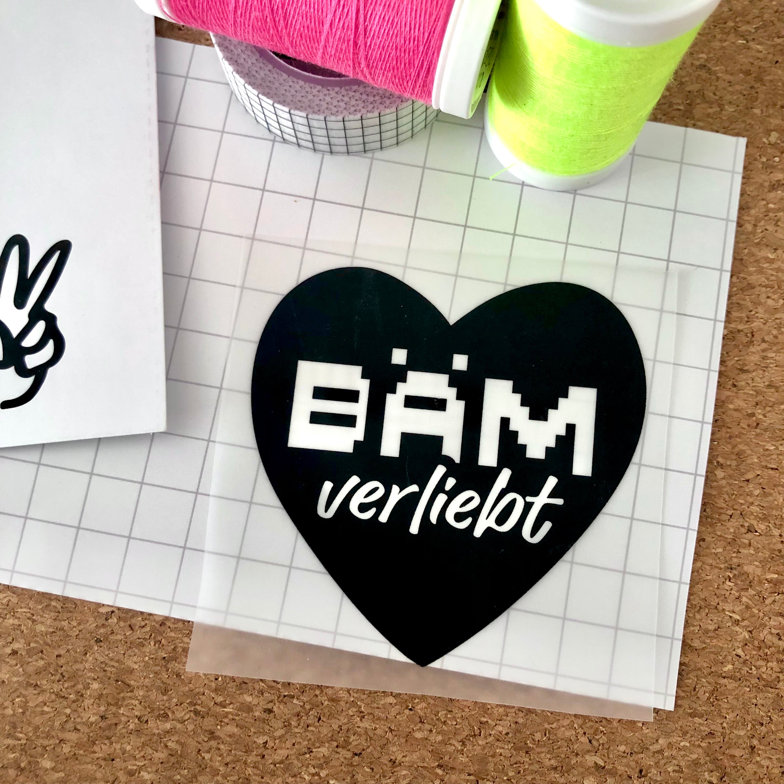 Bügelbild „Bäm verliebt“