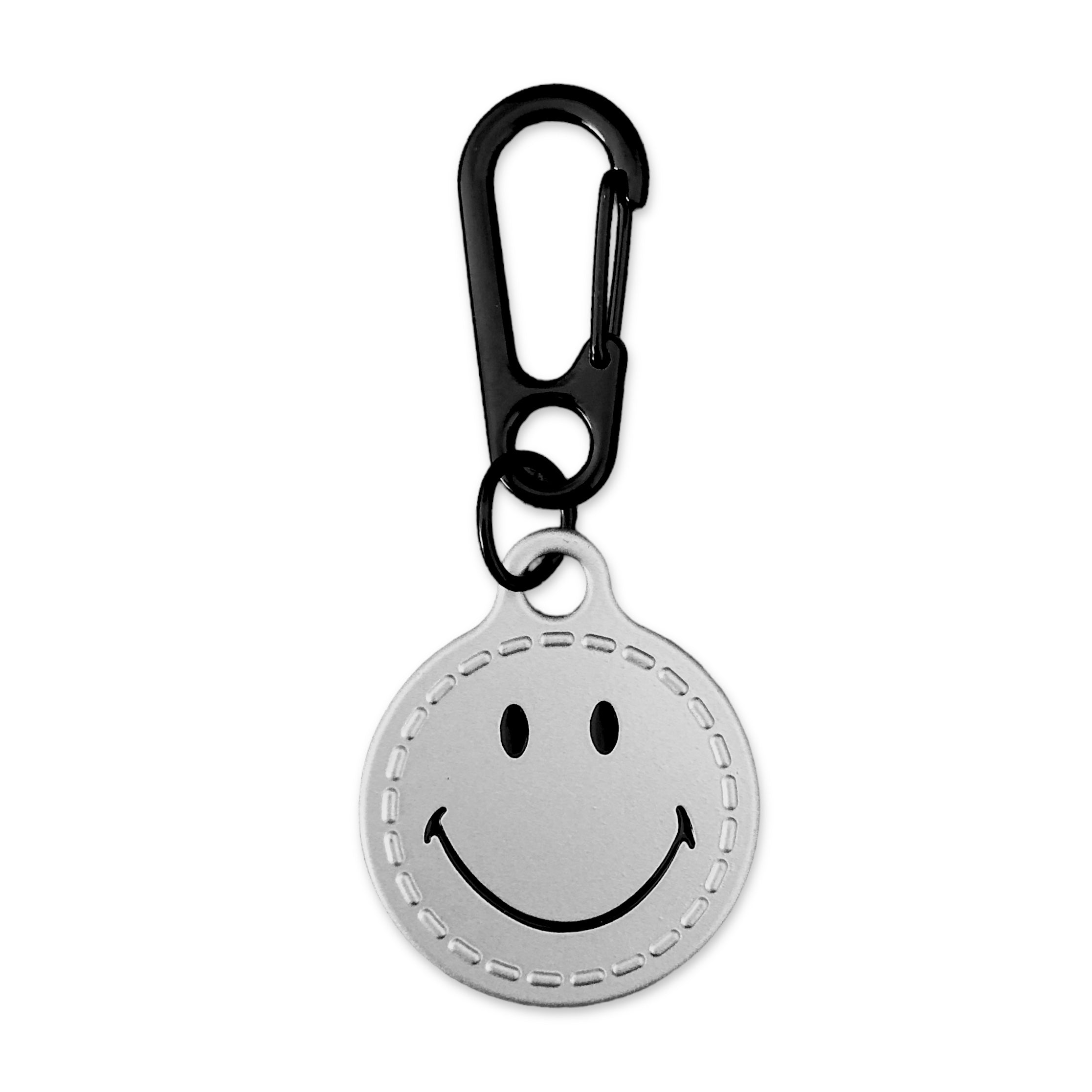 Smiley Anhänger mit Karabiner x Grau