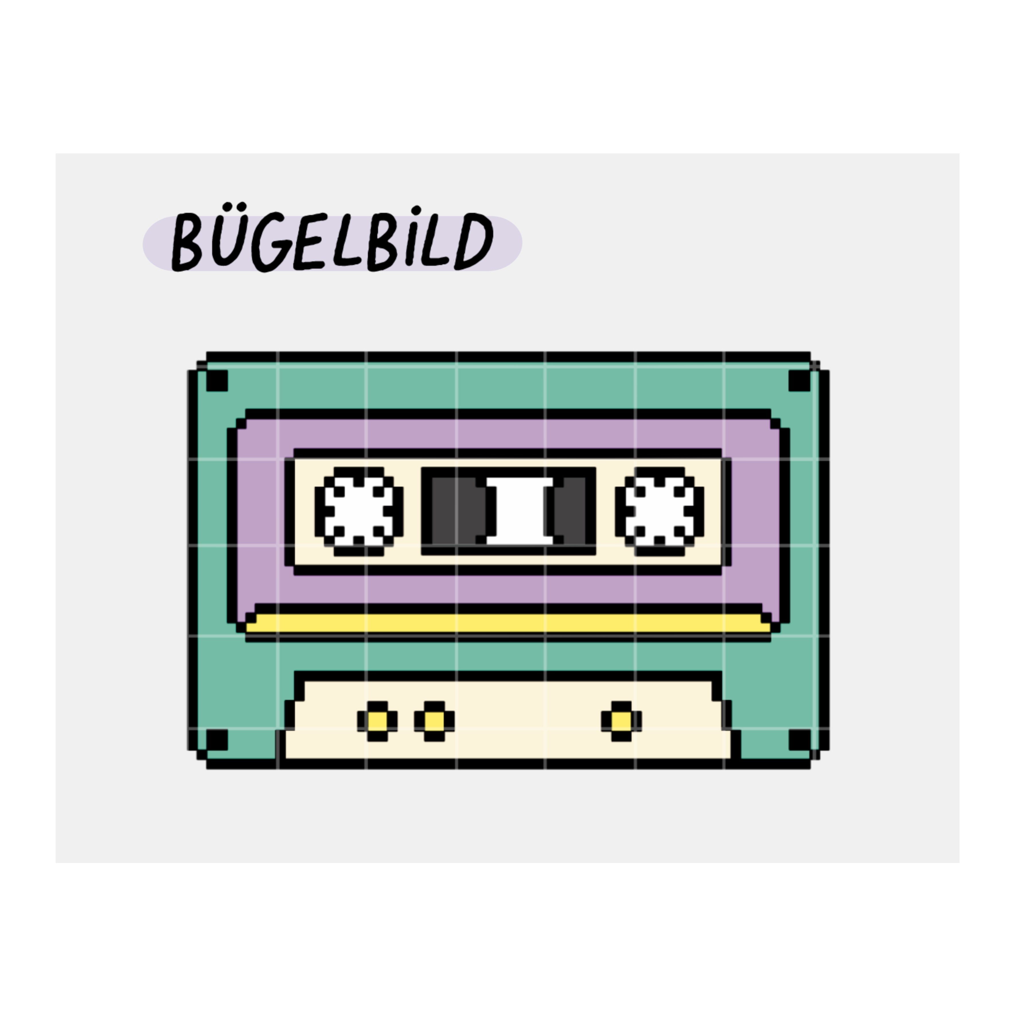 Iron-on patches “8-bit Mixtapes” in various colors