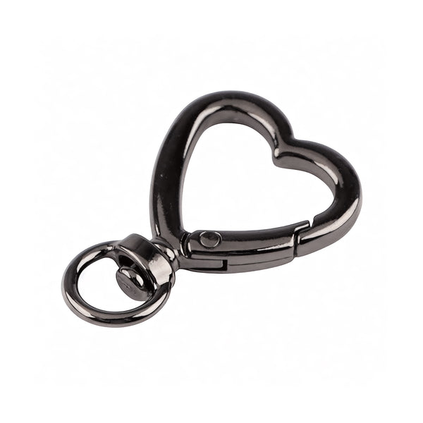 Herzförmiger Karabiner für Anhänger - Schwarz