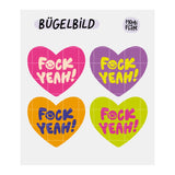 Iron-on patch “F🙂ck yeah!” Heart x color mix