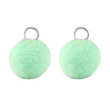 2 Mini Pompom Anhänger mit Öse x Türkis