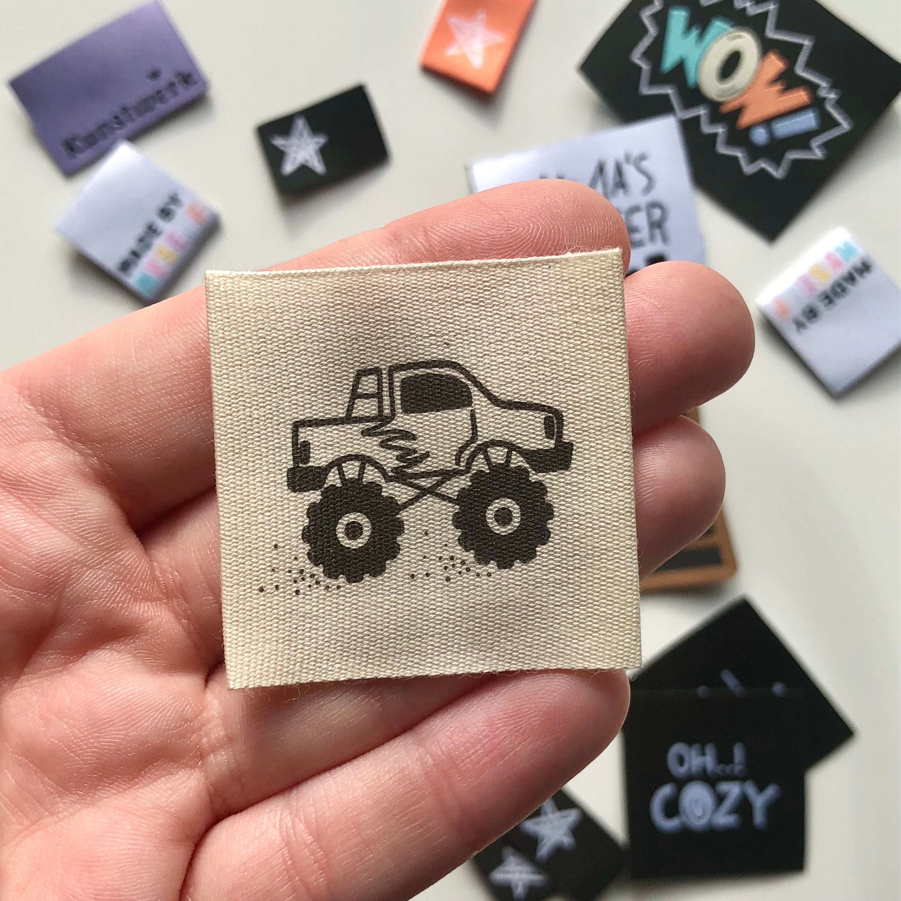 Cotton label “Monster Truck”