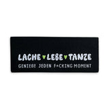 3er Set Weblabel „Lache, Lebe, Tanze“