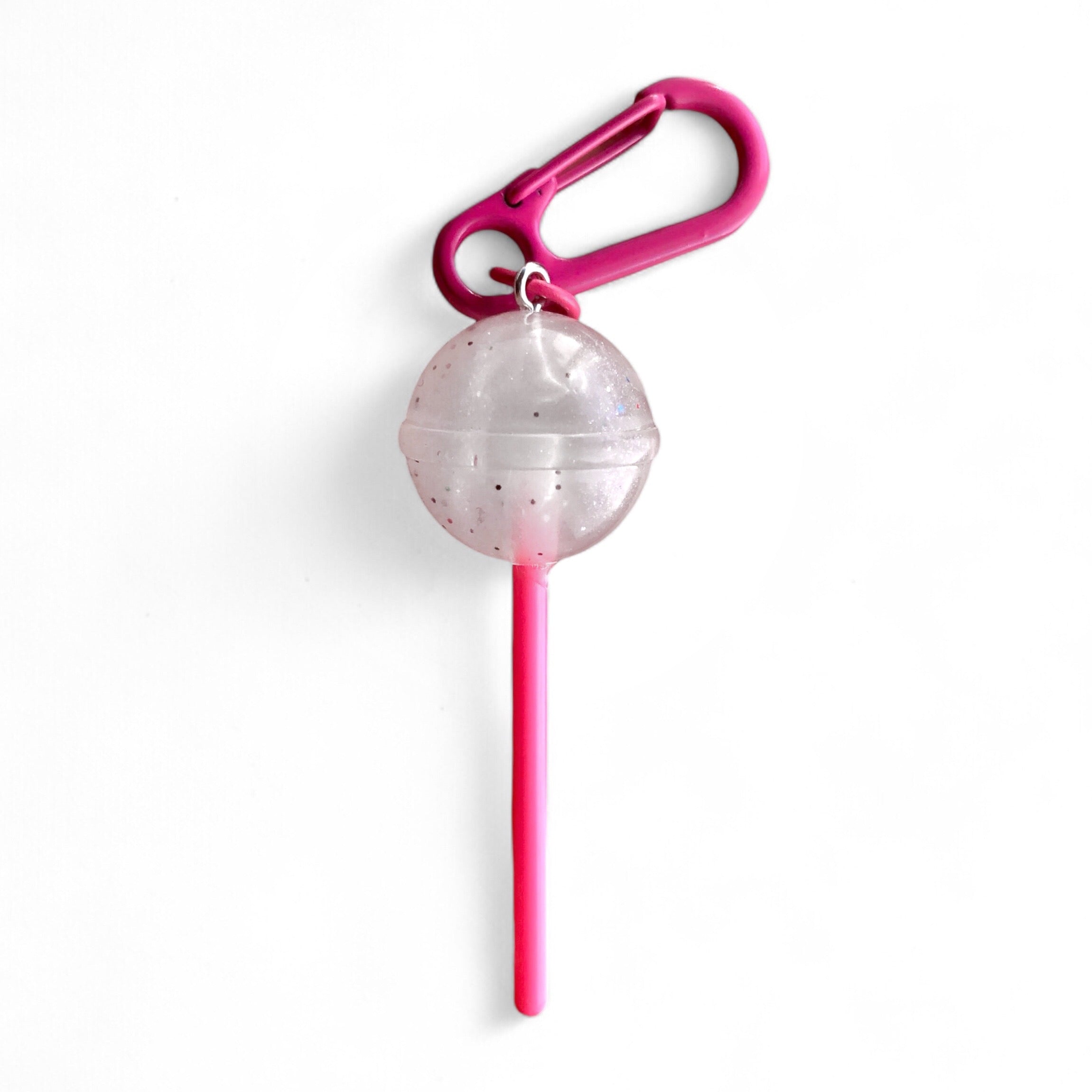 Lollipop Anhänger mit Karabiner x Glow in the Dark x Pink