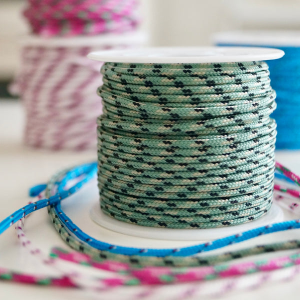1 Meter Geflochtene Kordel x Ø2mm x Mint/Schwarz/Beige