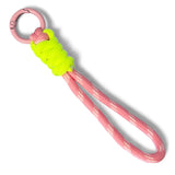 Gummikordel Anhänger mit O-Ring Karabiner x Rosa/Neon