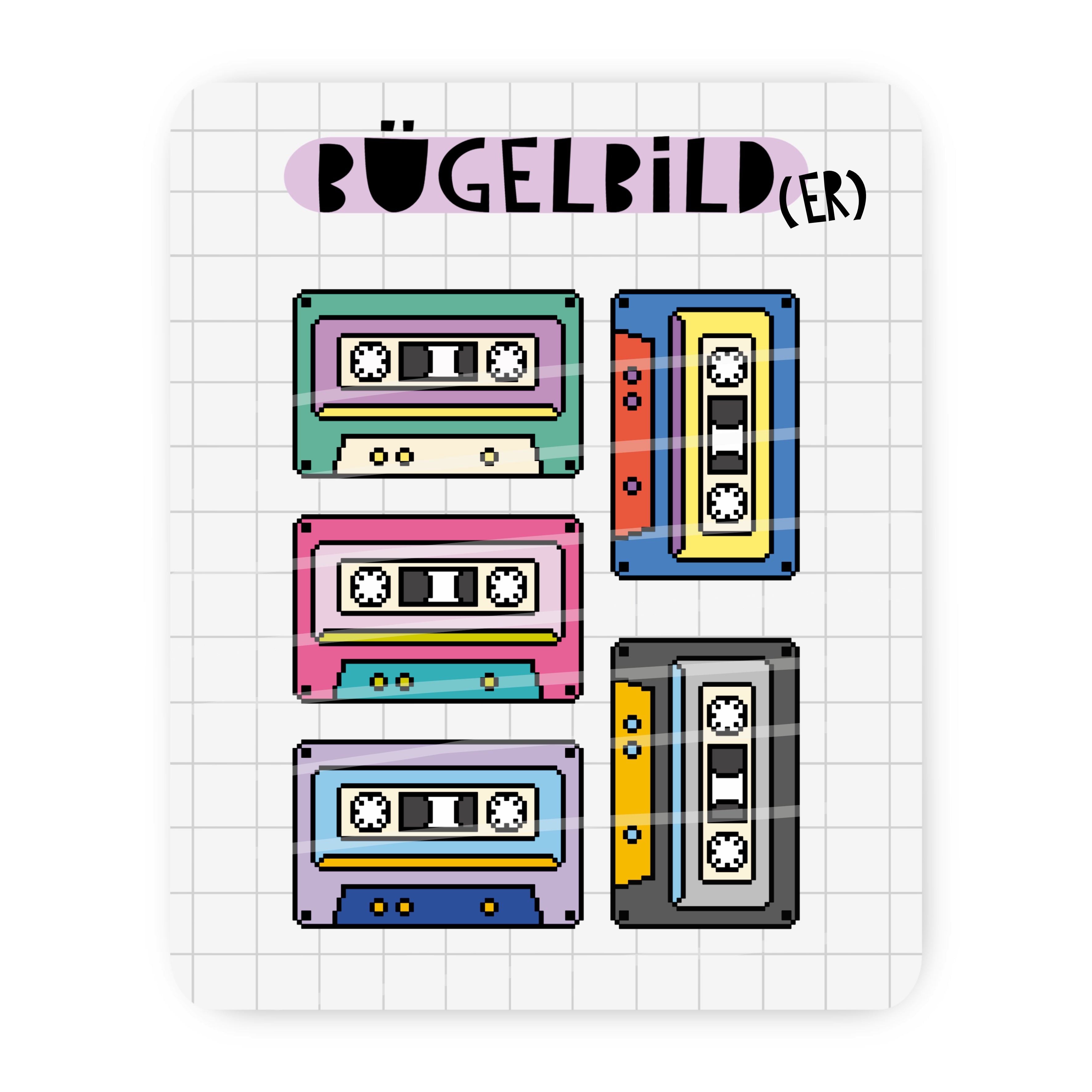 Bügelbilder „8-bit Mixtapes“ verschiedene Farben