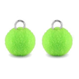 2 Mini Pompom Anhänger mit Öse x Neongrün