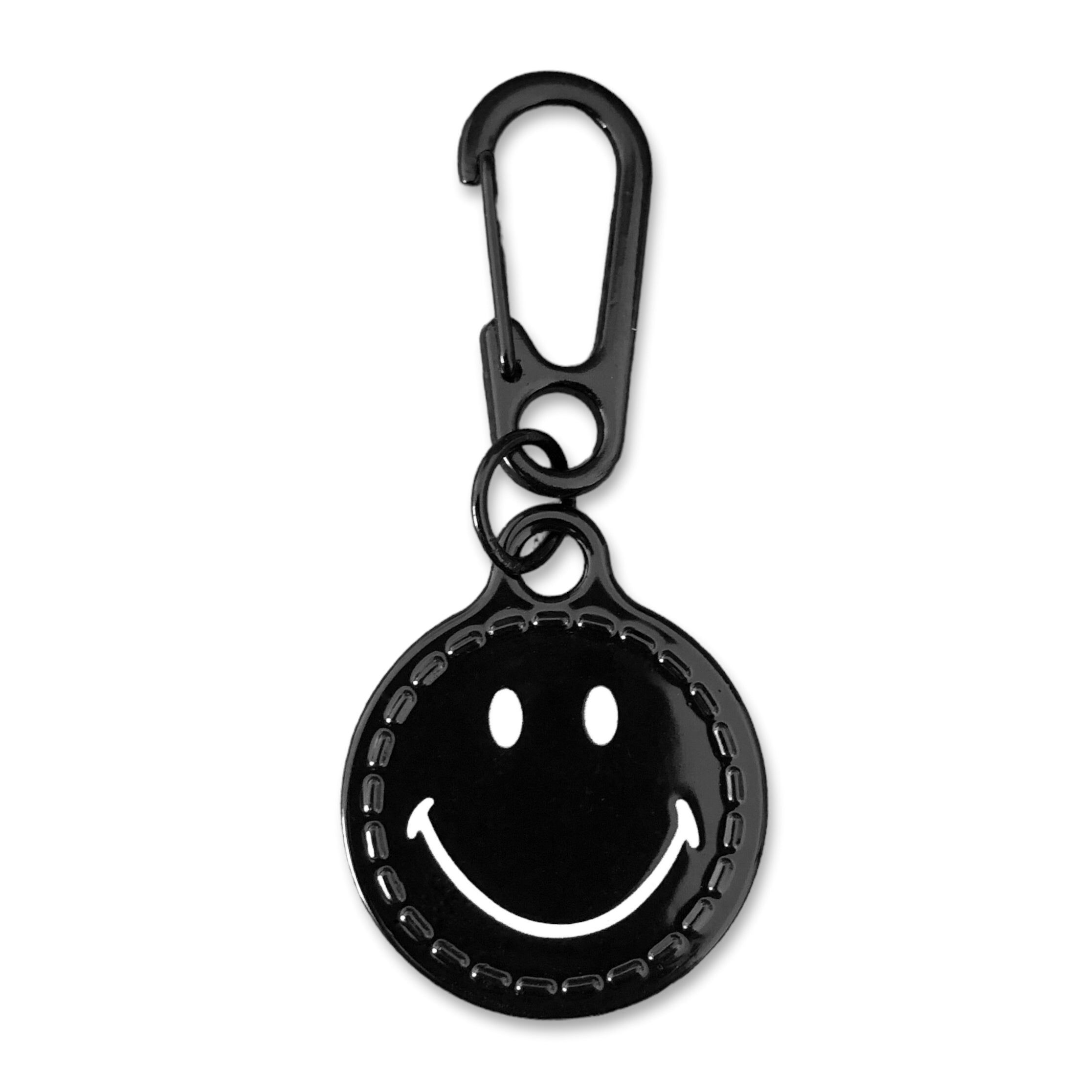 Smiley Anhänger mit Karabiner x Schwarz