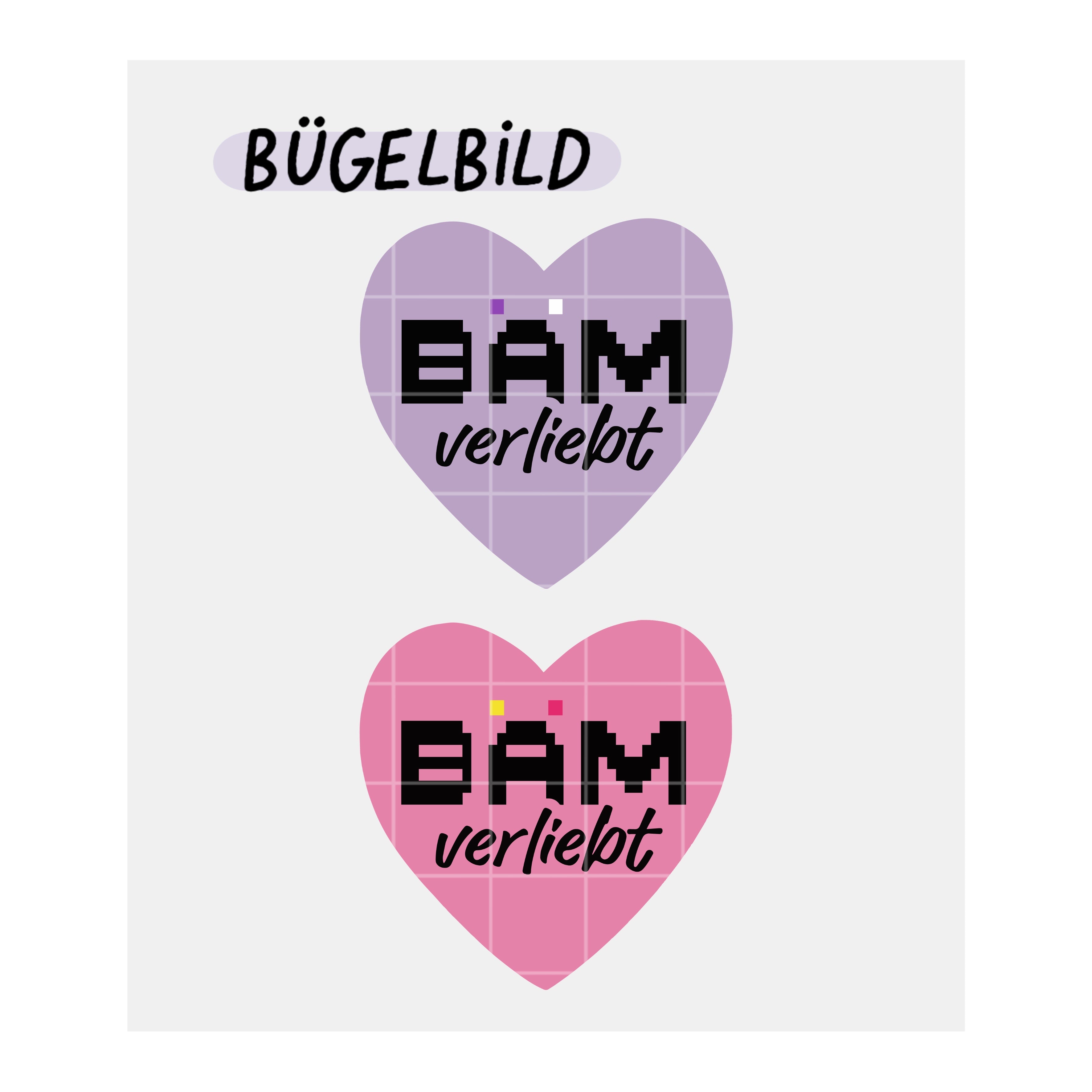 Bügelbild „Bäm verliebt“ x Rosa & Flieder