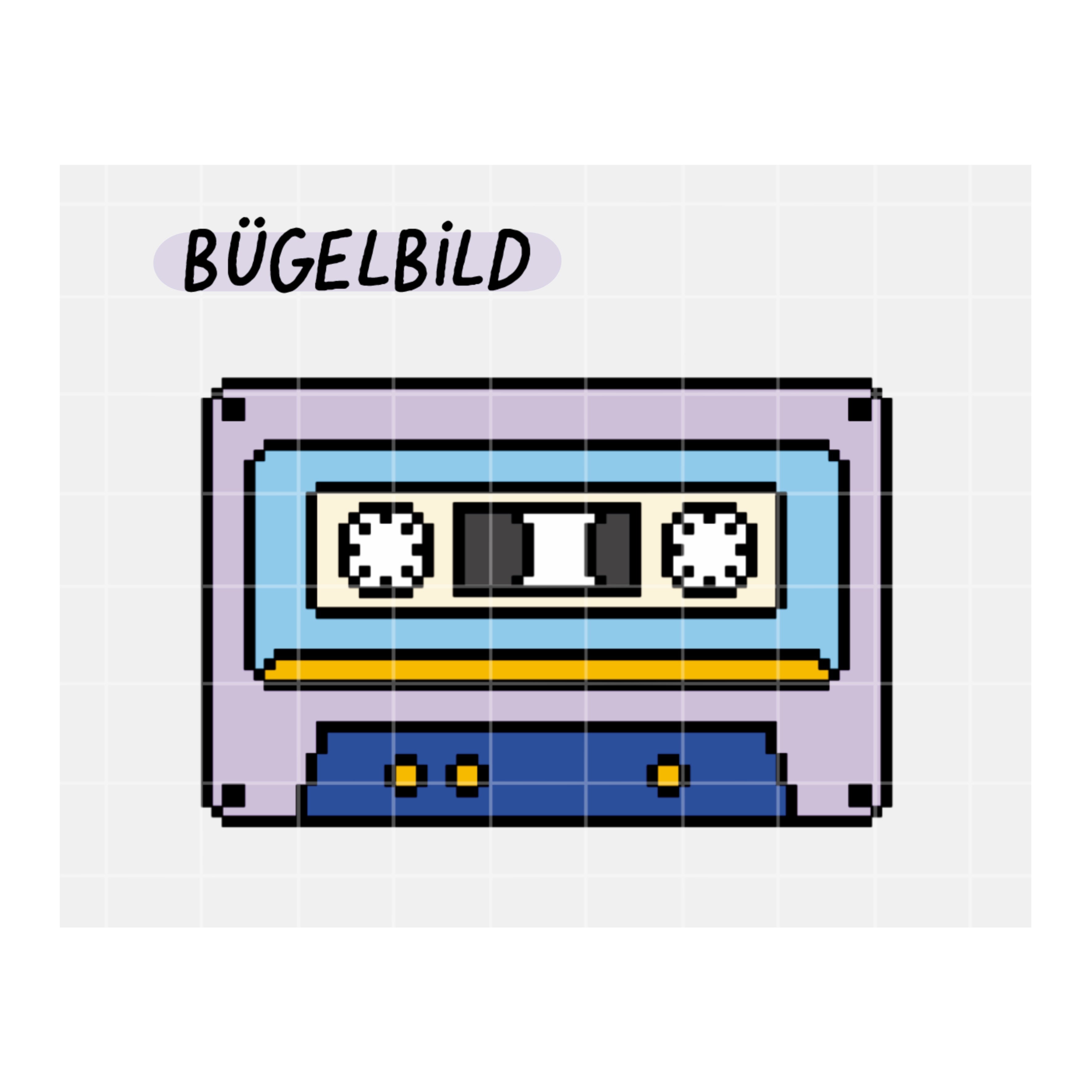 Iron-on patches “8-bit Mixtapes” in various colors