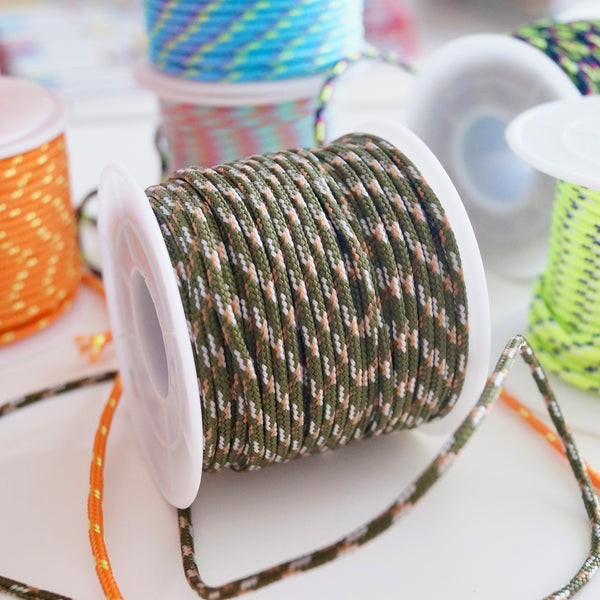 1 Meter Geflochtene Kordel x Ø2mm x Grün/Weiß/Orange