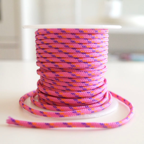 1 Meter Geflochtene Kordel x Ø2mm x Pink/Orange/Lila