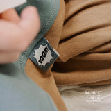Set of 3 woven labels “Boom!”