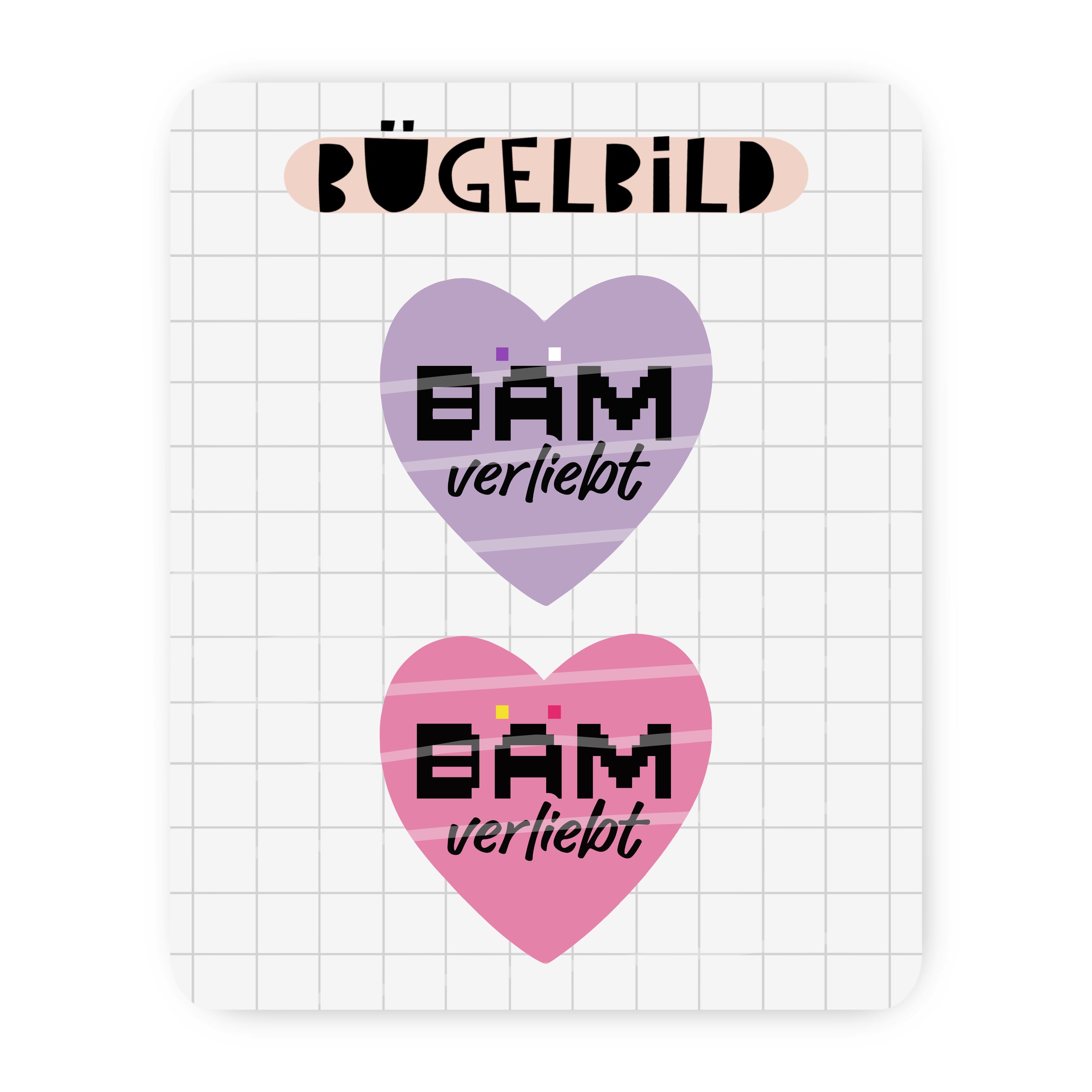 Bügelbild „Bäm verliebt“ x Rosa & Flieder