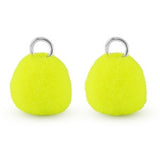 2 Mini Pompom Anhänger mit Öse x Neongelb